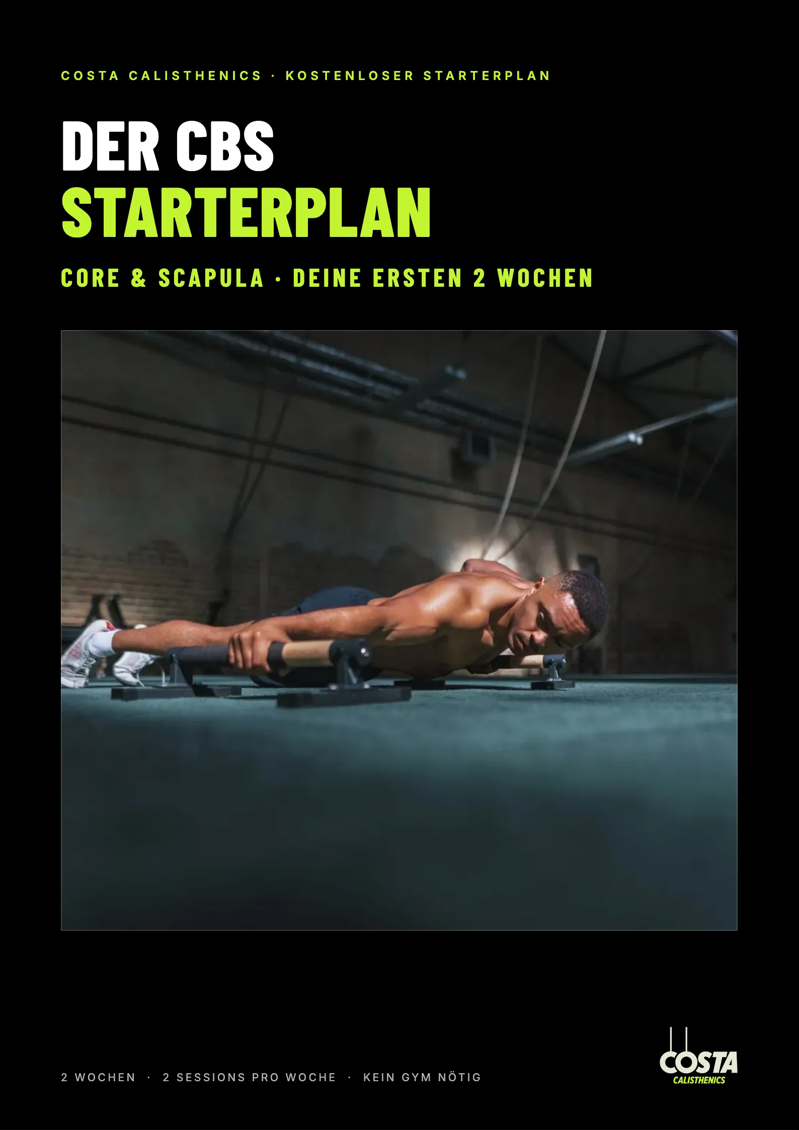 Cover des CBS-Starterplan-PDFs: Core & Scapula, deine ersten 2 Wochen